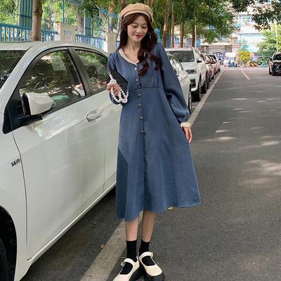 Robe Jupe Platycodon Rétro Française Manches Longues Femme 2023 pour Automne/Hiver