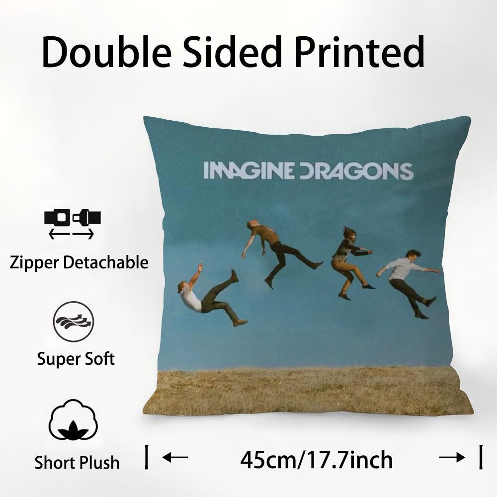 

I-Imagine D-Dragons Pillow Case Plush Fabric Soft Double Sided Print Sofa Cushion Cover Throw Pillow Covers 16x16Inch