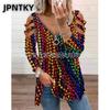 JPNTKY Women's Fashion Casual Long Sleeve V Neck Blouses & Shirts