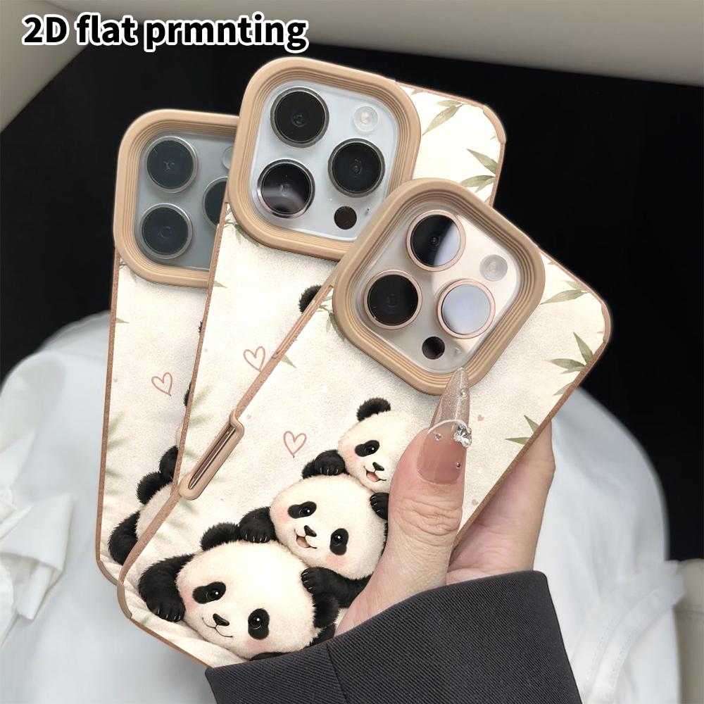 Phone Case: 2D Flat Lambskin Suitable for iPhone 18 17 16 15 14 13 Pro Film Protective Case, Stacked Panda, Christmas and Halloween Gifts