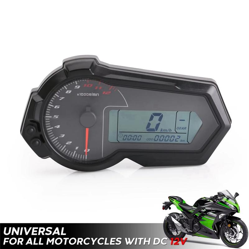 Universal 1200RPM Motorcycle Odometer Tachometer UTV LCD Digital Speedometer Gauge For 2,4 Cylinders N1-6-A02G как