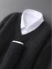 Men's Pure Wool V-Neck Sweater - Loose Fit, Plus Size, Cashmere Blend, Autumn/Winter Collection