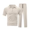 Herren-Oberteil mit Kragen und Reißverschluss, kurzärmlig, lässiges Sport-Hosen-Set