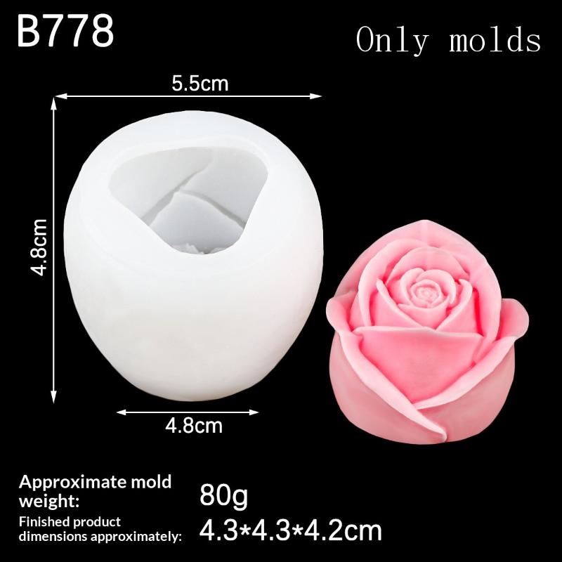 1Pcs Handmade Scented Candle Plaster Resin Molds Diy Flowers Tulip Rose Silicone Mold Cookies Chocolate Candy Baking Tool
