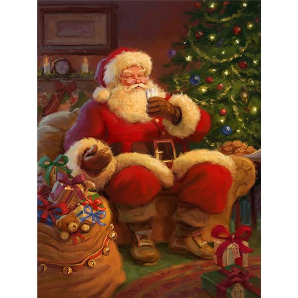 Pintura de Diamantes 5D DIY Bordado de Diamantes Imagen de Papá Noel Punto de Cruz Mosaico Pegatina de Pared Regalo Decoración del Hogar