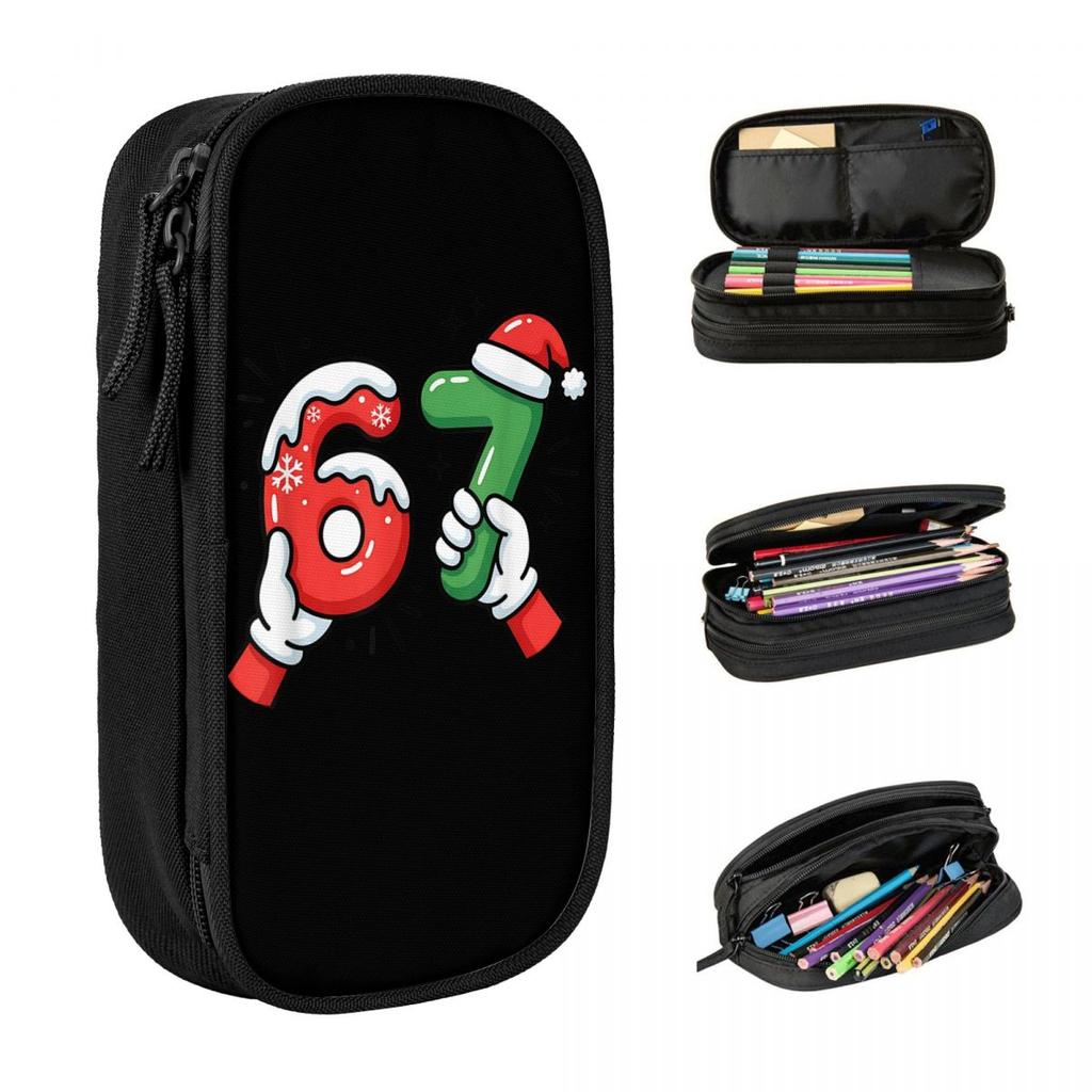 Aesthetic Pencil Case 67 Six Seven Funny Christmas 6 7 Meme Xmas Pencil Pouch School Pencil Cases Boy Girl School Supplies