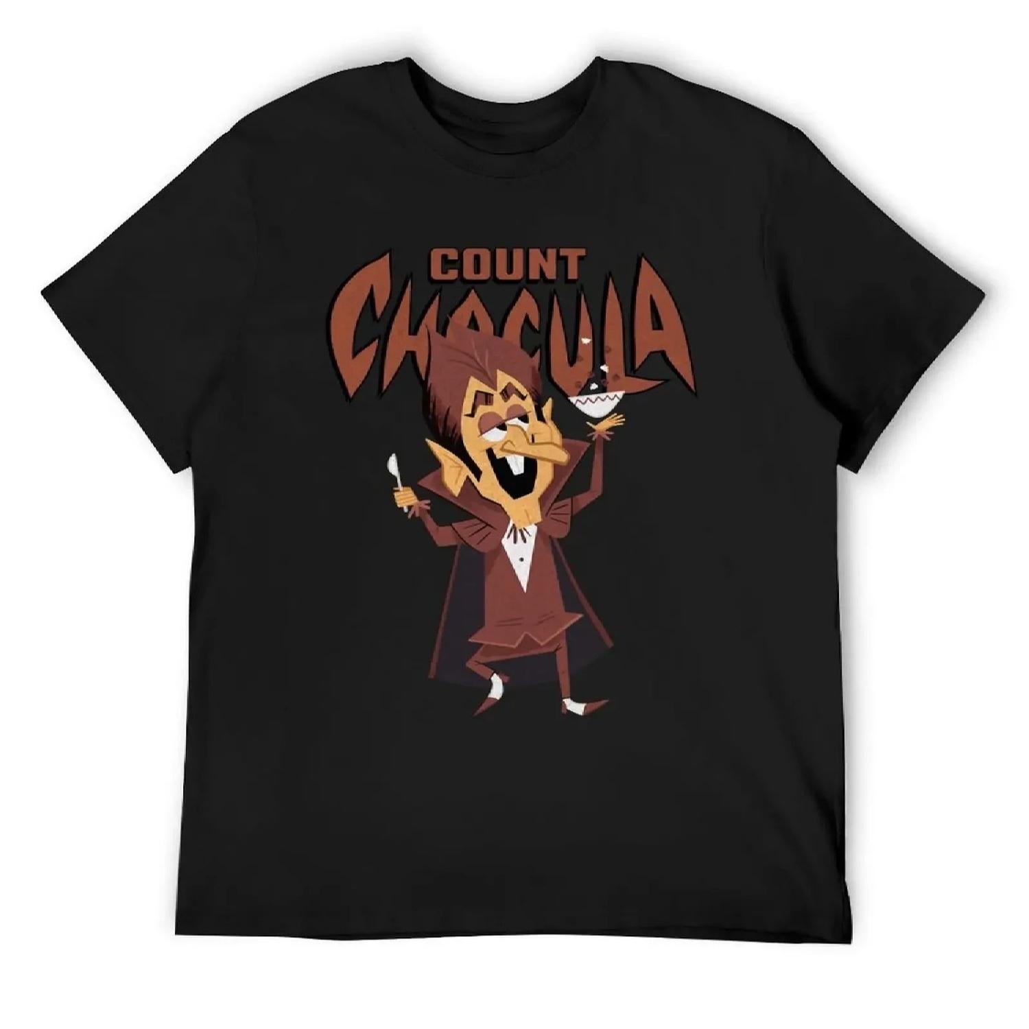 Классическая футболка с наклейкой с талисманом и логотипом хлопьев Count Chocula Monster 70-х годов, оверсайз, мужские графические футболки оверсайз, аниме XXXXXL чёрный
