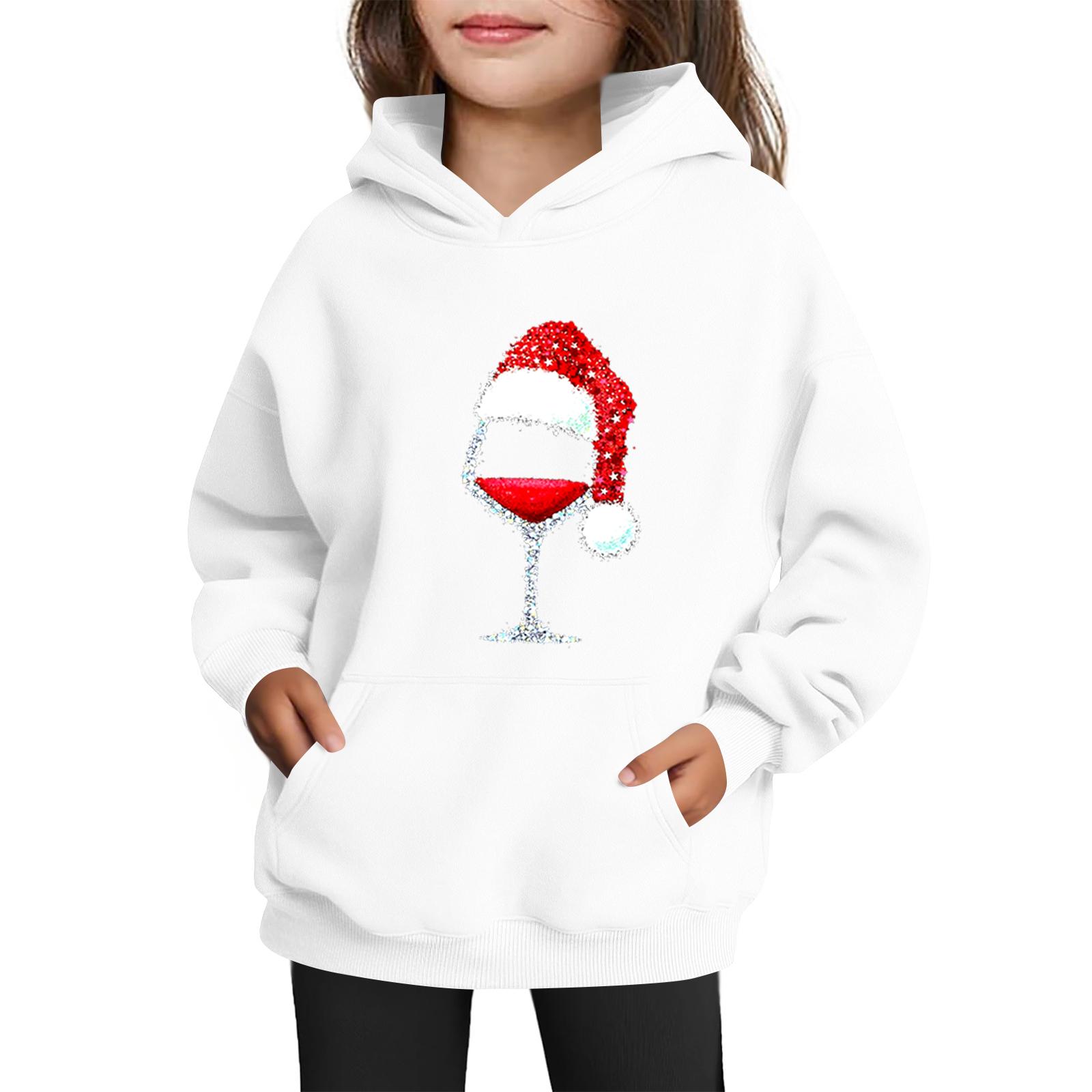 

Sweatshirts For Teen Girls Hoodies Long Sleeve Drawstring Pullover Cute Printed Oversized Hoodie Christmas 160 белый