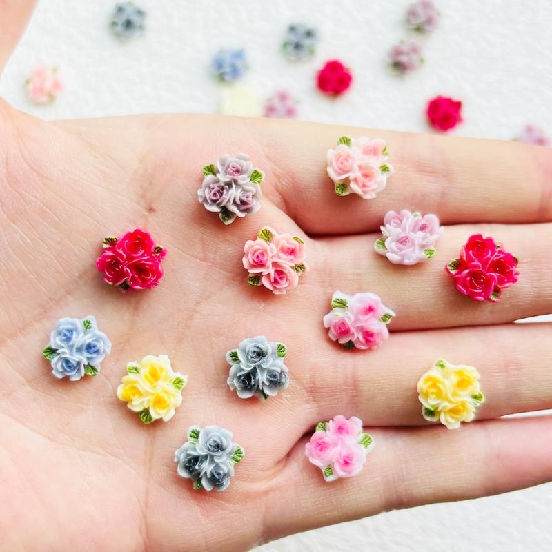 50 Pcs New Mixed Nail Art Resin Mixed Color Three Peach Blossoms Charms Rhinestones Diy Craft For Nail 3D Decorations A42