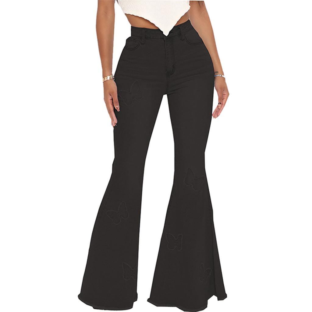 Women's High Waist Washed Women's Jeans Fashionable Versatile Straight Leg Pants