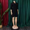 Übergröße Damen Blazer Kragen Schnürung Taille Falten A-Linie Kurzes Kleid