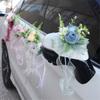 Elegant Blue Bridal Car Mirror Plant Ornament Synthetic Cloth Arrangement For Outdoor Wedding Event