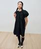 MAIS Arched Shirring Puff Sleeve Dress / Black