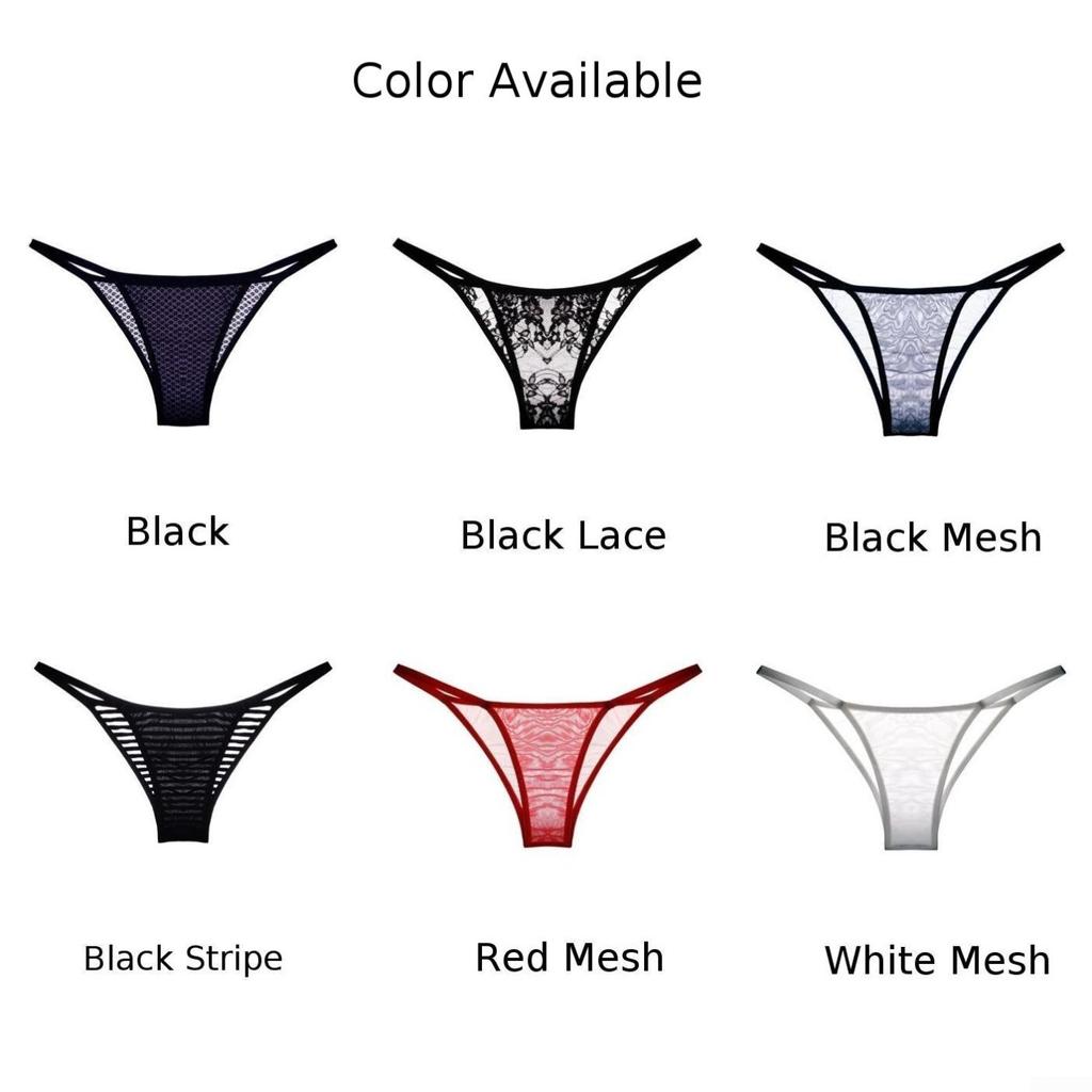 Wygodne figi damskie typu stringi, koronkowe, z niską talią