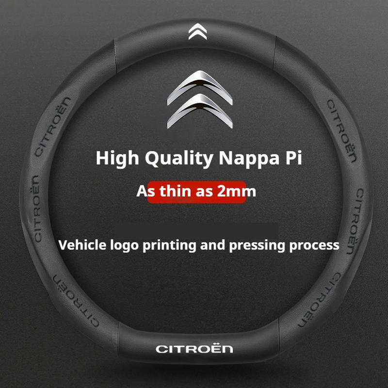 38cm Antislip leder koolstofvezel stuurwielhoes voor Citroen C1 C2 C3 C4 C5 C6 C4L Berlingo Picasso Aircross Sega Elysee