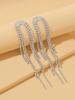 2 Pieces of Women's Fashionable Full Zircon Long Small Fresh Tassel Earrings, Earrings, Banquet and Party Accessories