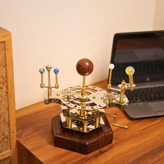 Orrery French Decor Master Piece for Book Shelves Brass and Steel Orrery A Functional Model of the Solar System with Multi Celestial Bodies