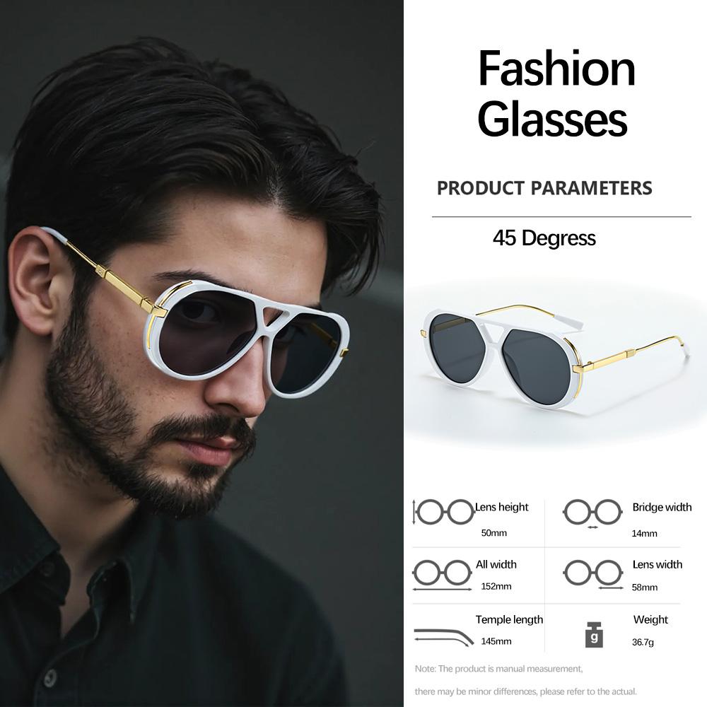New Retro Vintage Sunglasses For Men Light Luxury Metal Frame Gradient Lens Trendy UV400 Protection