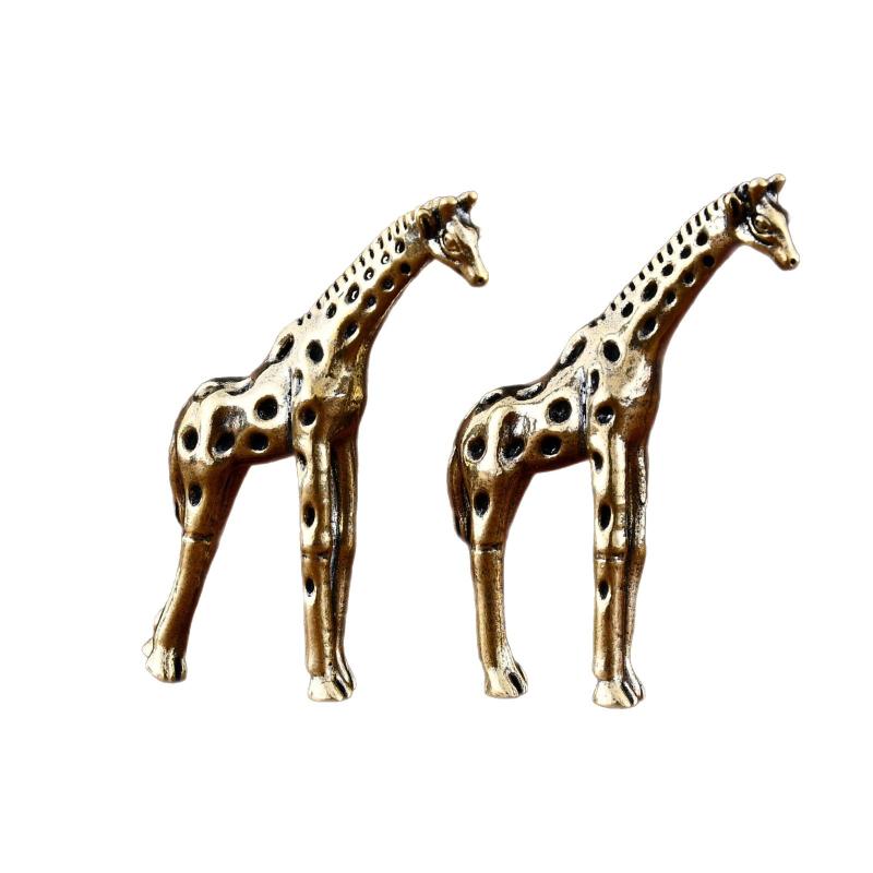 Vintage Mässing Giraff Prydnad Kontorsbord Skrivbordsdekoration Tehusdjur Miniatyrstaty Heminredning