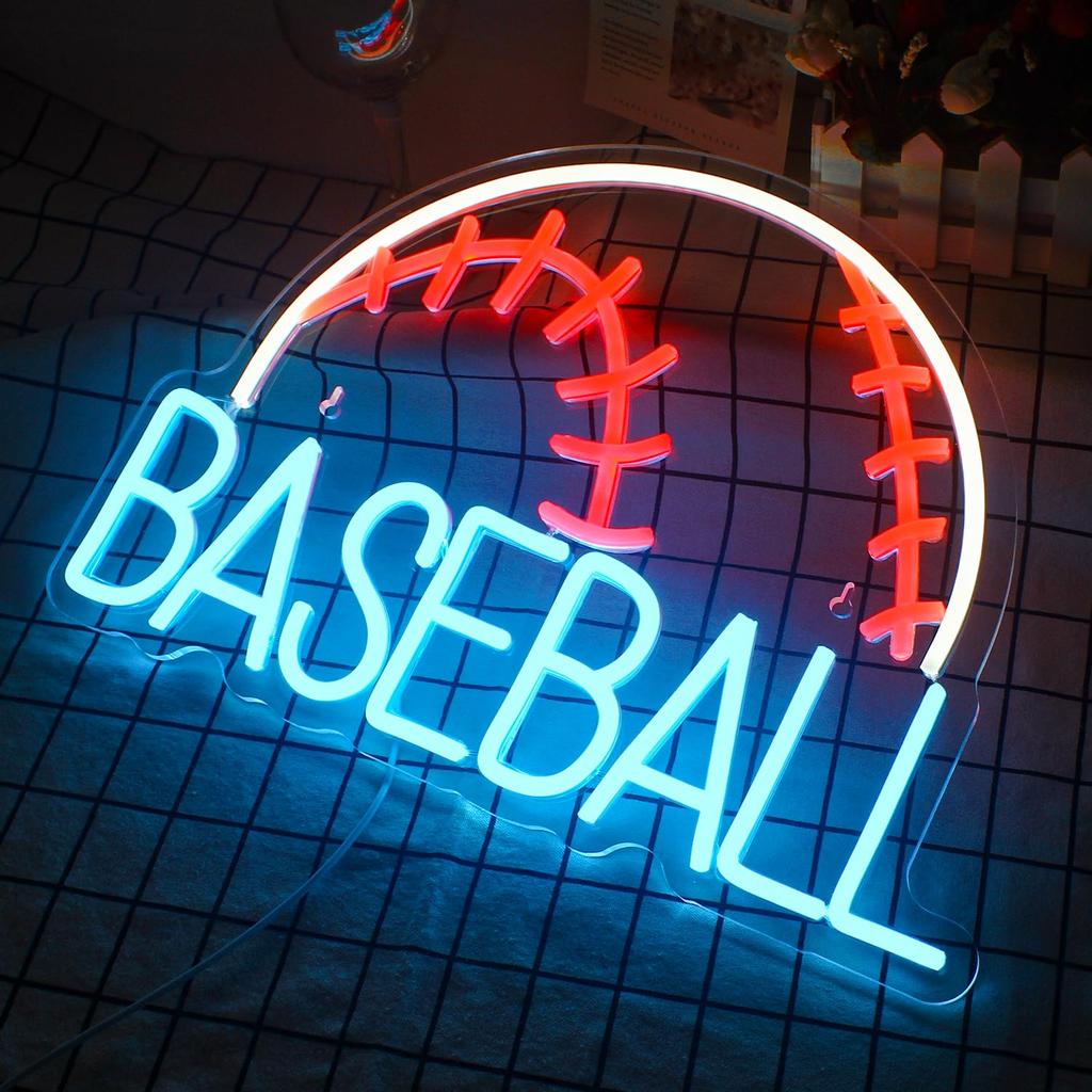 Baseball Neon Sign Blue Neon Sign for Wall Decor USB Powered for Bedroom Shop Living Room Christmas Kids Gift Baseball Lover