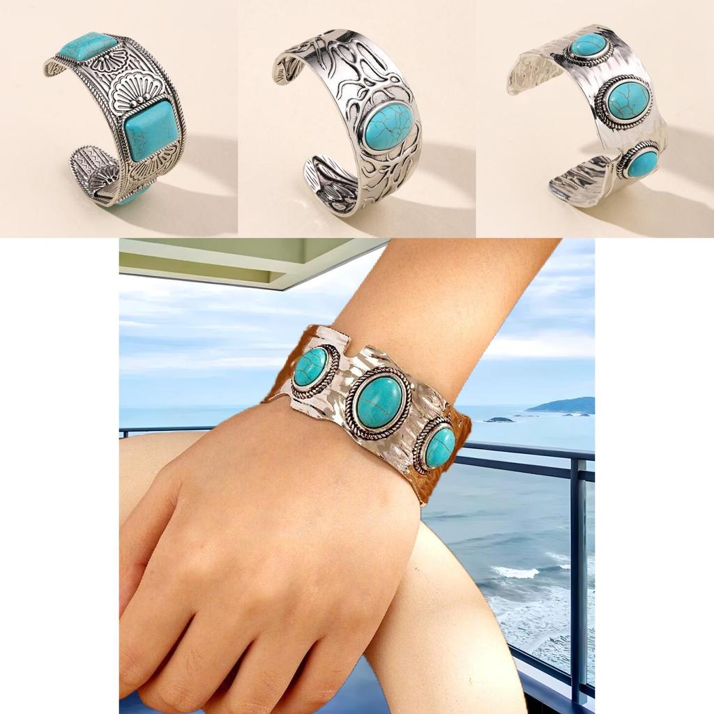 Boho Chic Alloy Geometric Hand Bracelet With Turquoise For Womens Fashion Scene