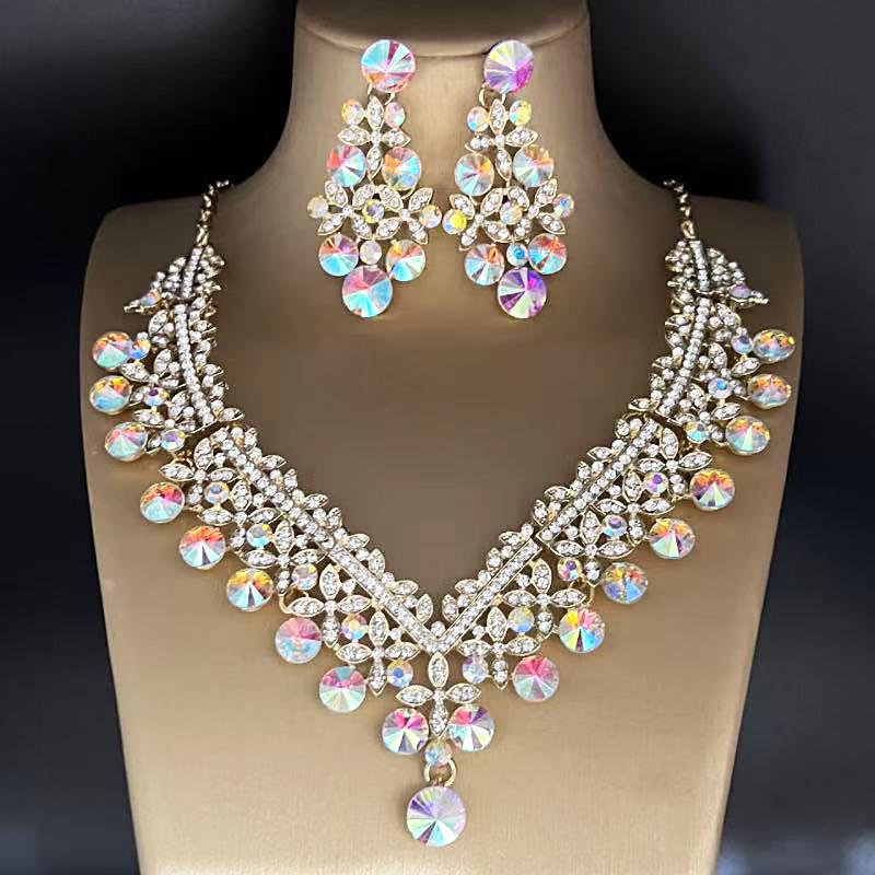 2025 Bridal Rhinestone Necklace & Earring Set: Elegant European-American Wedding Accessories