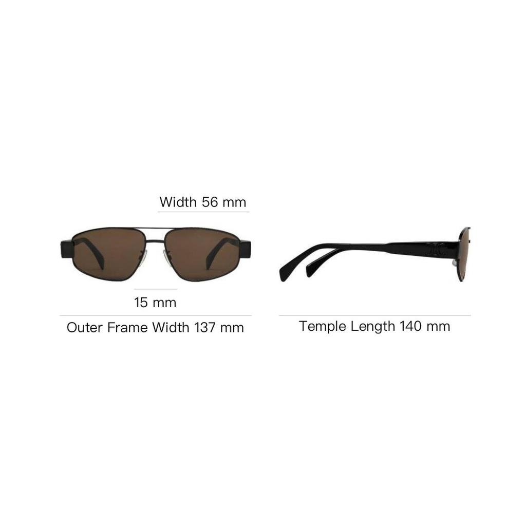 Celine Logo Pattern Pilot Sunglasses Men sunglasses Black 4S281CMLB-38NM