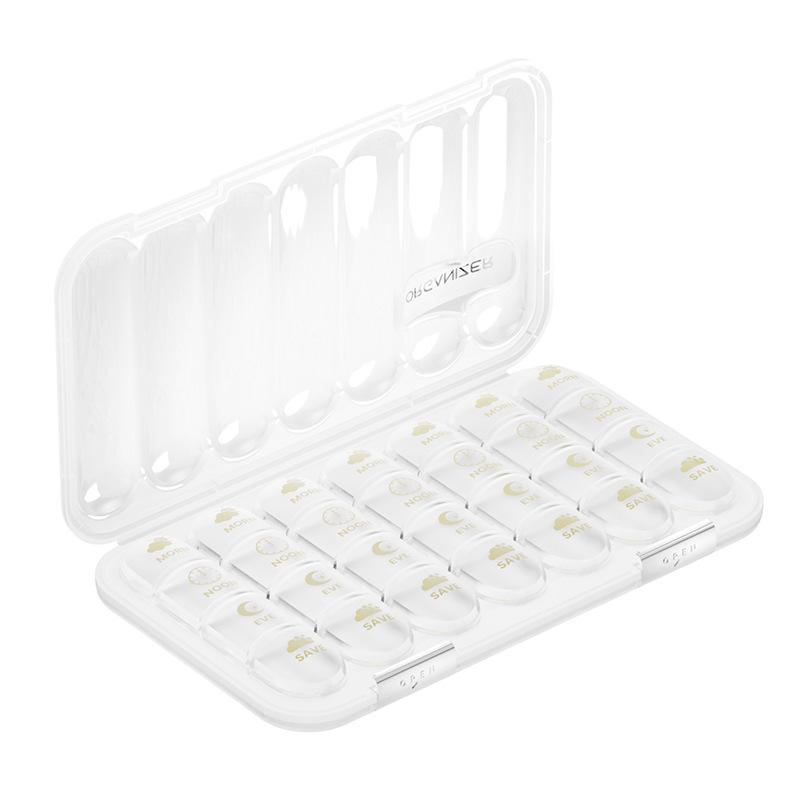 Weekly Portable Pill Organizer and Dispenser with Large-Capacity Pill Splitter