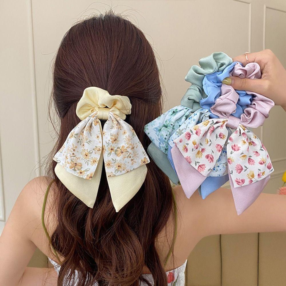 

Cloth Intestine Hair Loop Printing Hair Ribbon Sweet Printing Hair Rope фіолетовий