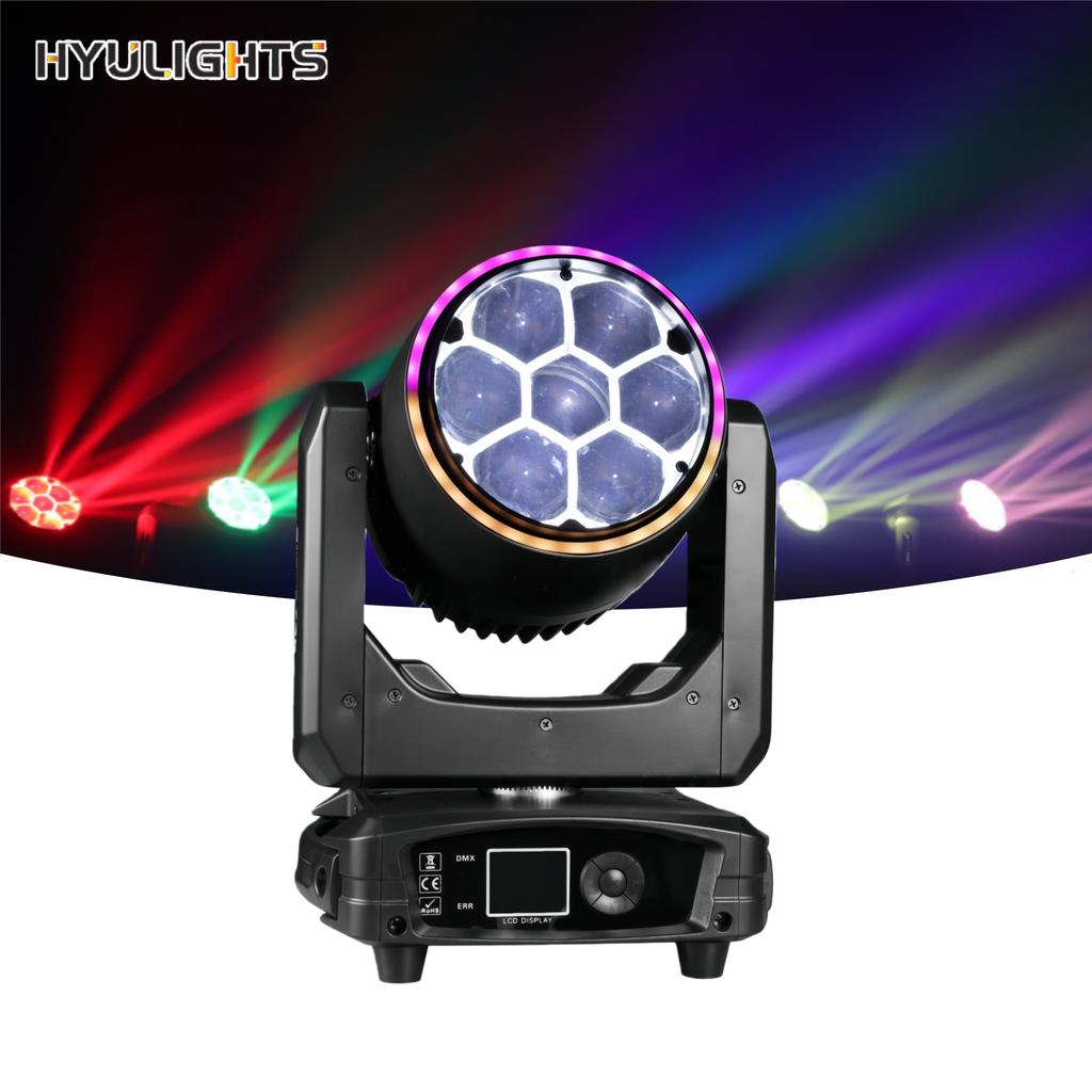 7X40W Bee-Eye RGBW LED Moving Head Zoom Wash Light DMX512 for Disco DJ Club Stage Wedding Live Show Performance Lighting
