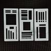 3pcs Rectangle Stencils Drafting Tools Dot Grid Design Stencil Ruler Set Simple Stencil Ruler