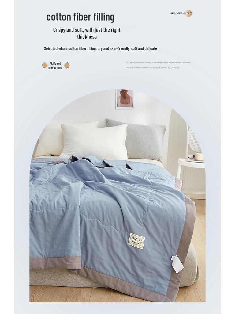 Class A Xinjiang Cotton Summer Quilt: Pure Cotton Cool, Machine Washable, Air Conditioning Friendly, Single Thin Cover and Lining