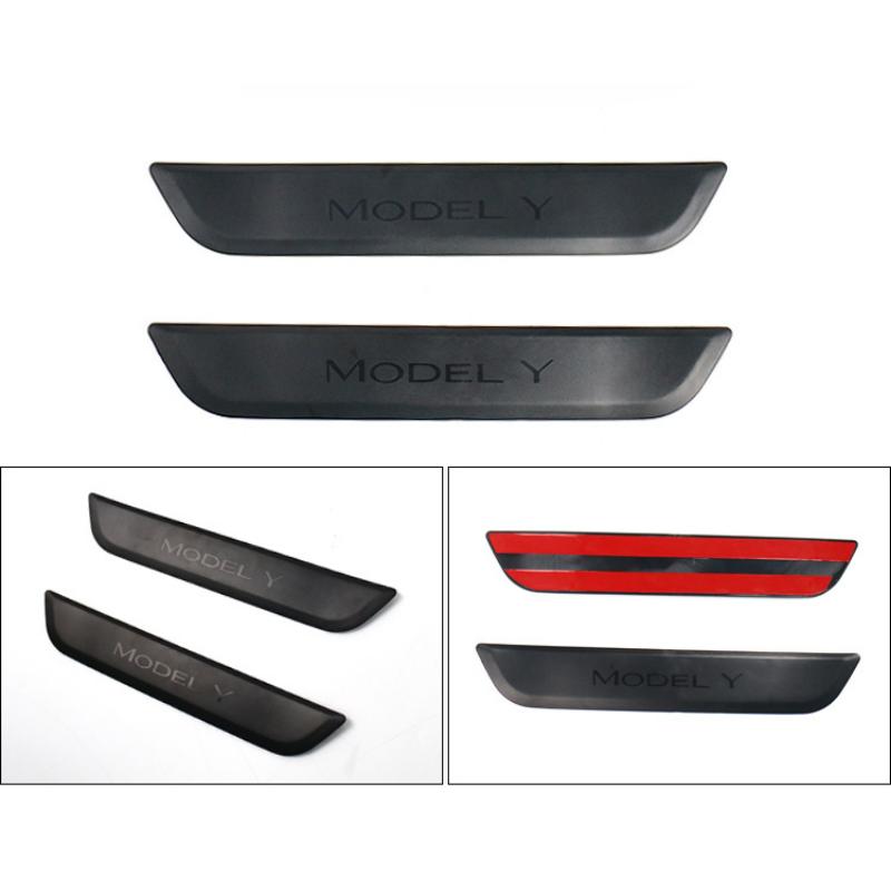 Rear Door Sill for Tesla Model 3 Y Decoration Wrap Cover ABS Welcome Pedal Stickers Protection Strip Car Accessories 2017-2025