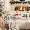 Winter Christmas Bow Pillowcase Printed Polyester 40/45/50cm Throw Pillowcover Decorative Sofa Cushion Pillowslip Home Decor