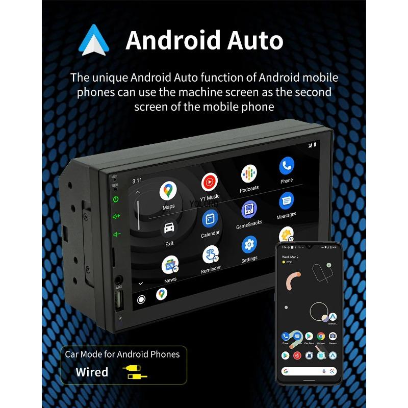 2 Din Car Audio 7 Inch QLED Display Android  MP5 Wireless Android Auto CarPlay Touch Screen  Car Radio FM