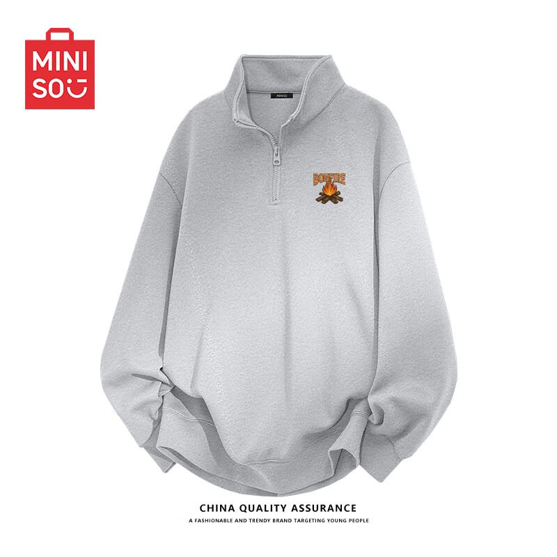 MINISO Men's American Style Half-Zip Stand Collar Sweatshirt