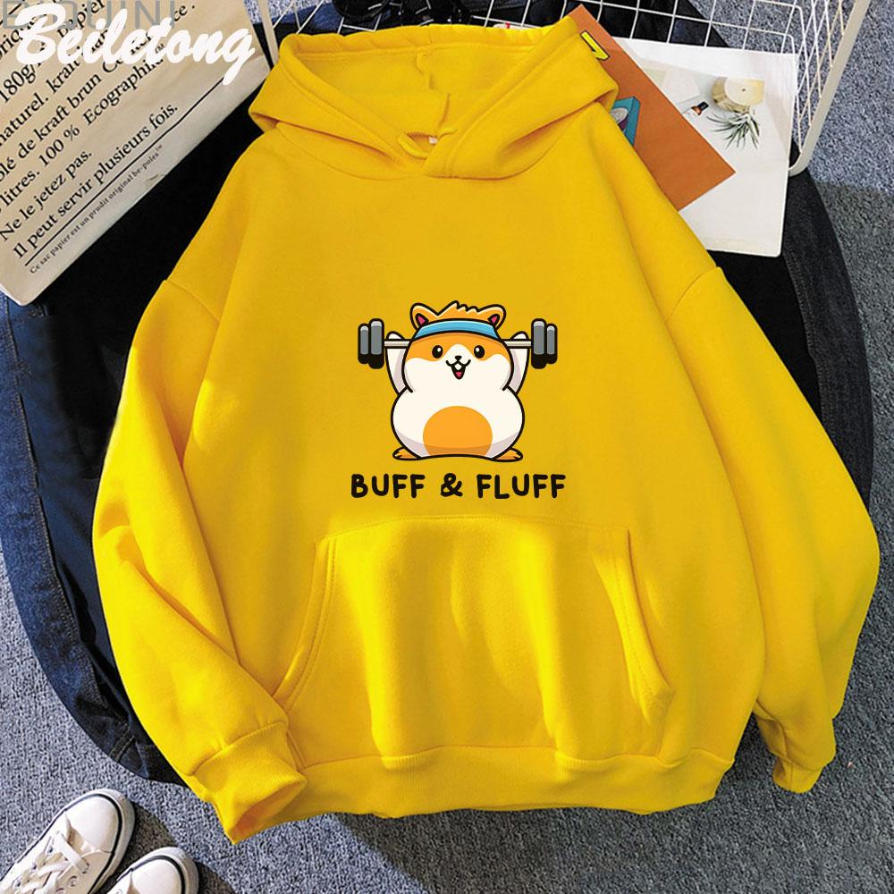 Hamster Print Hoodies Spring Autumn Kawaii Graphic Sweatshirts Harajuku Men's Clothing Oversized Woman Cartoon Sweatshirt