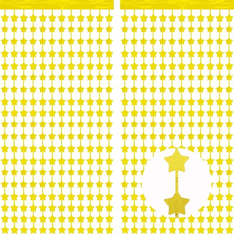 BEISHIDA 2 Pcs Silver Stars Door Streamers Stars Foil Fringe Curtain Streamers Backdrop Birthday Wall Background for Birthday Children's Day Baby