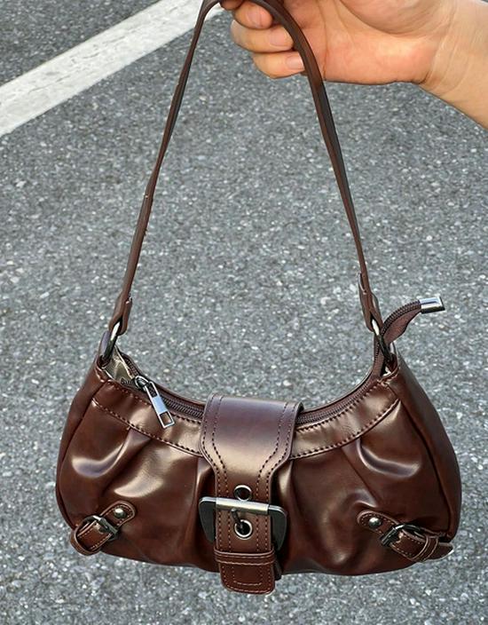 Maillard Retro Pleated Shoulder Bag - Trendy Hot Girl Style