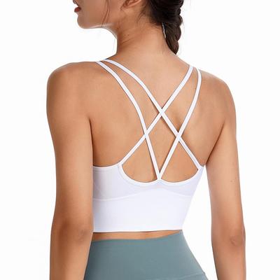 DAYCLOSET Yoga Sport Stretch Linne med Storlek Vit Dam-BH, Lätt, Snabbtorkande, Kuddar, Yoga155, S,