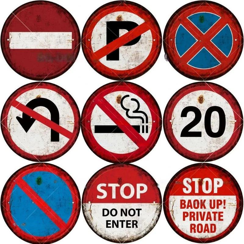 Holzschild „STOP“ mit Warnung, rund, für Garage, Vintage, Holzschild, Blechschild, Wanddekoration für Zuhause, Bar, Kneipe, Ladenschild, Männerhöhle, Yad, Outdoor, für Tür
