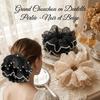 Elastic Pearl Lace Scrunchies Hair Bands Ponytail Holder Oversize Lace Hair Ties  for Meatball Head