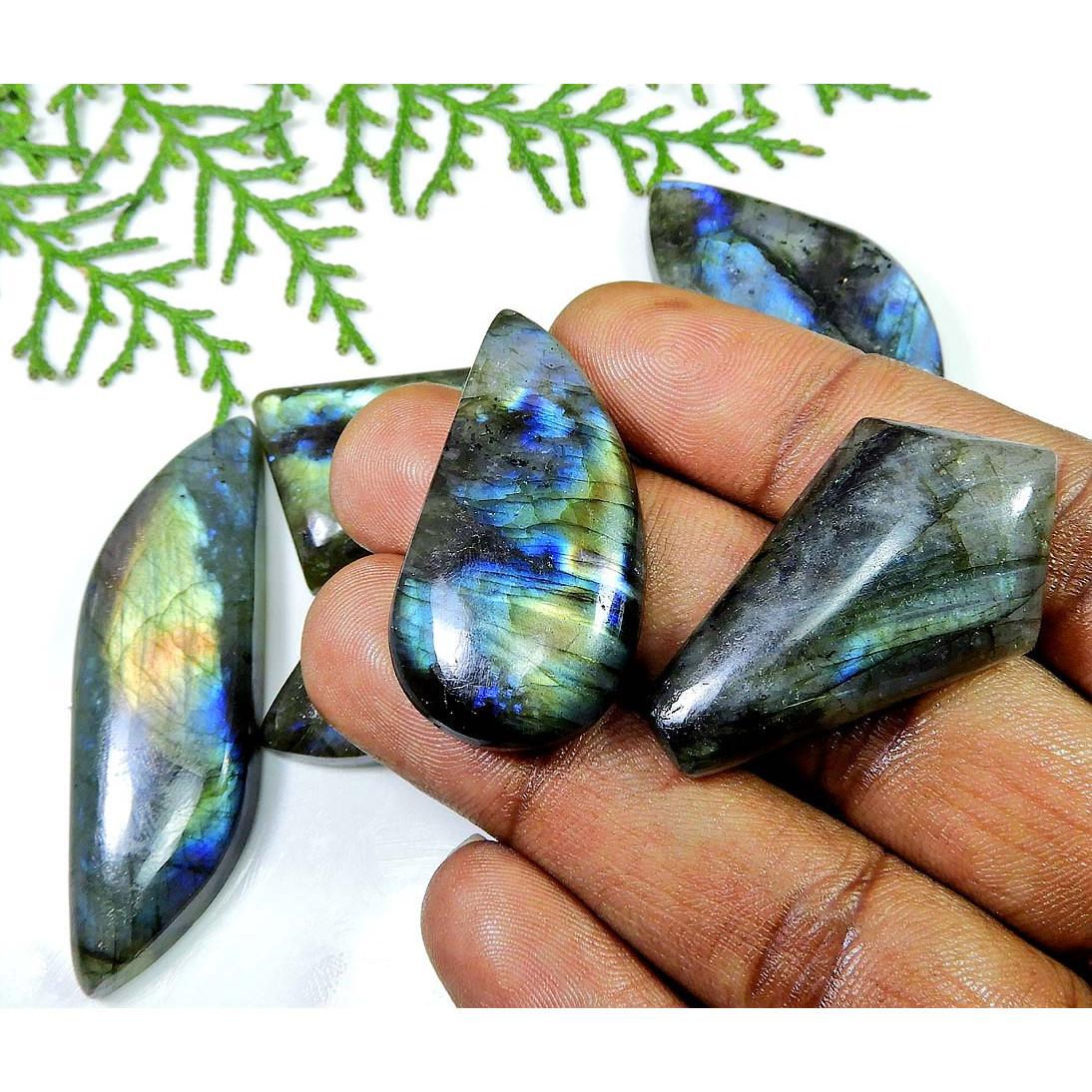 

Natural Labradorite Multi Fire 08 Pcs Mix Cabochon Loose Gemstone 37-58MM LL-654