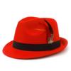 New color feather small top hat men's and women's fashion felt hat all match gentleman hat retro jazz hat