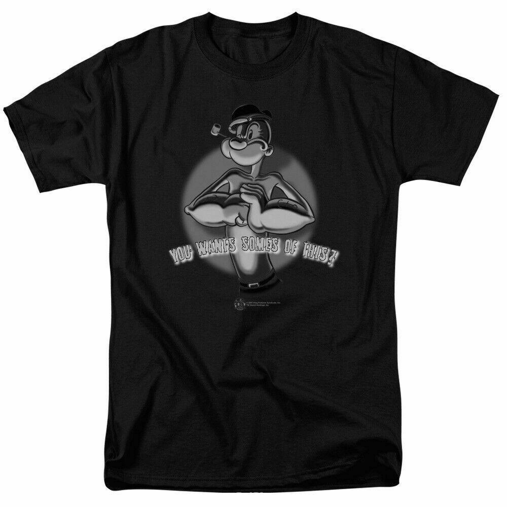

Popeye You Wants Somes Of This T Shirt Licensed Comic Book Cartoon Tee Black XXL