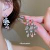 Luxury Rhinestone Leaf Flower Clavicle Necklace & Earring Set for Women