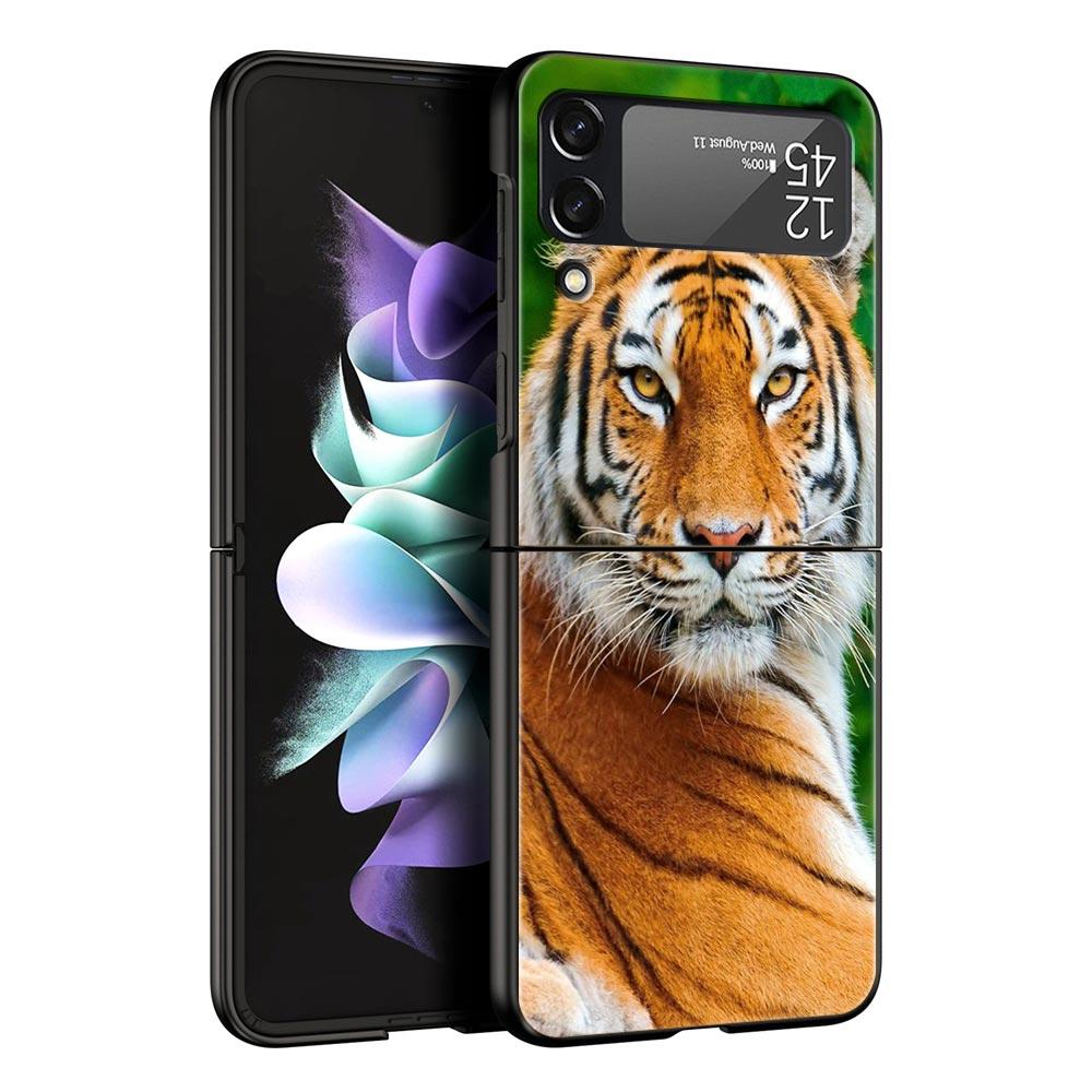 Pouzdro na telefon Z Flip 4 pro Samsung Galaxy Z Flip 3 5G ZFlip3 Flip3 zflip Flip4 Černý pevný kryt PC Tiger Lion Leopard Shell Coque
