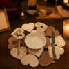 Rustic Style Placemats for Theme Displays Heart Applique Round Placemat Vintage Embroidered Hollow-Out Table Mat Dining Hollow Embroidery Linens