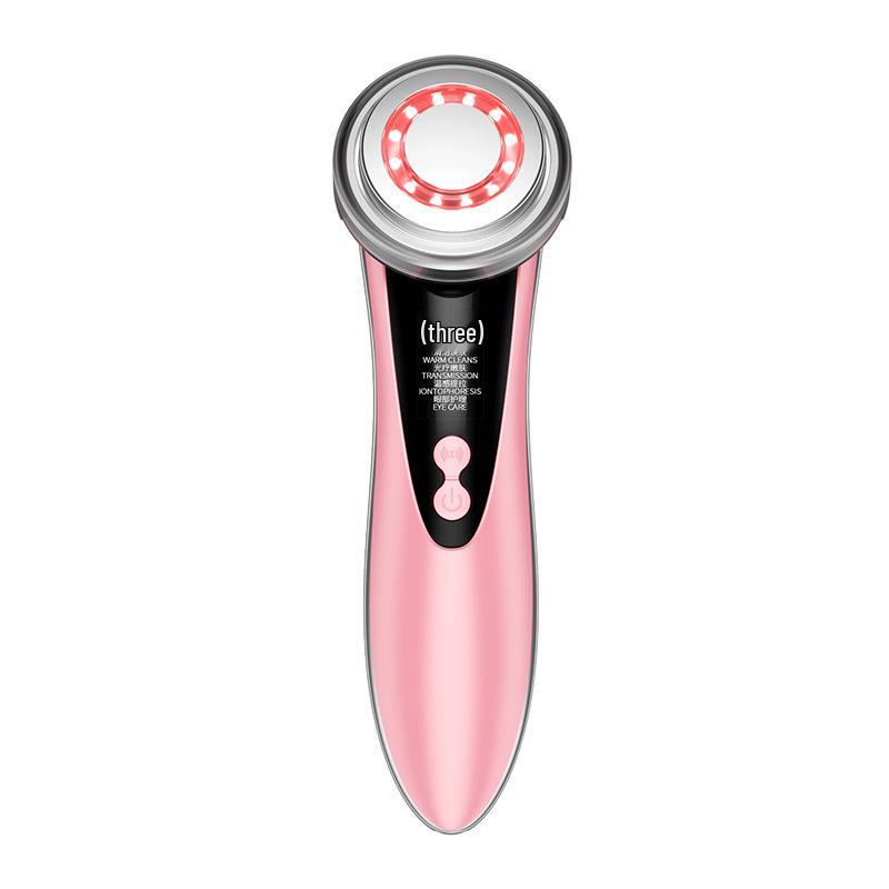 Ultrasonic Electronic Facial Beauty Device with Red & Blue Light Therapy