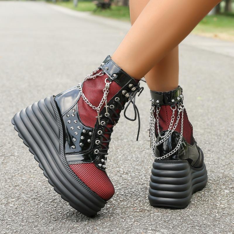 Fashion Platform Women's Heightened Short-leg Boots Fall/Winter 2025 New Slope-sole Mid-leg Boots